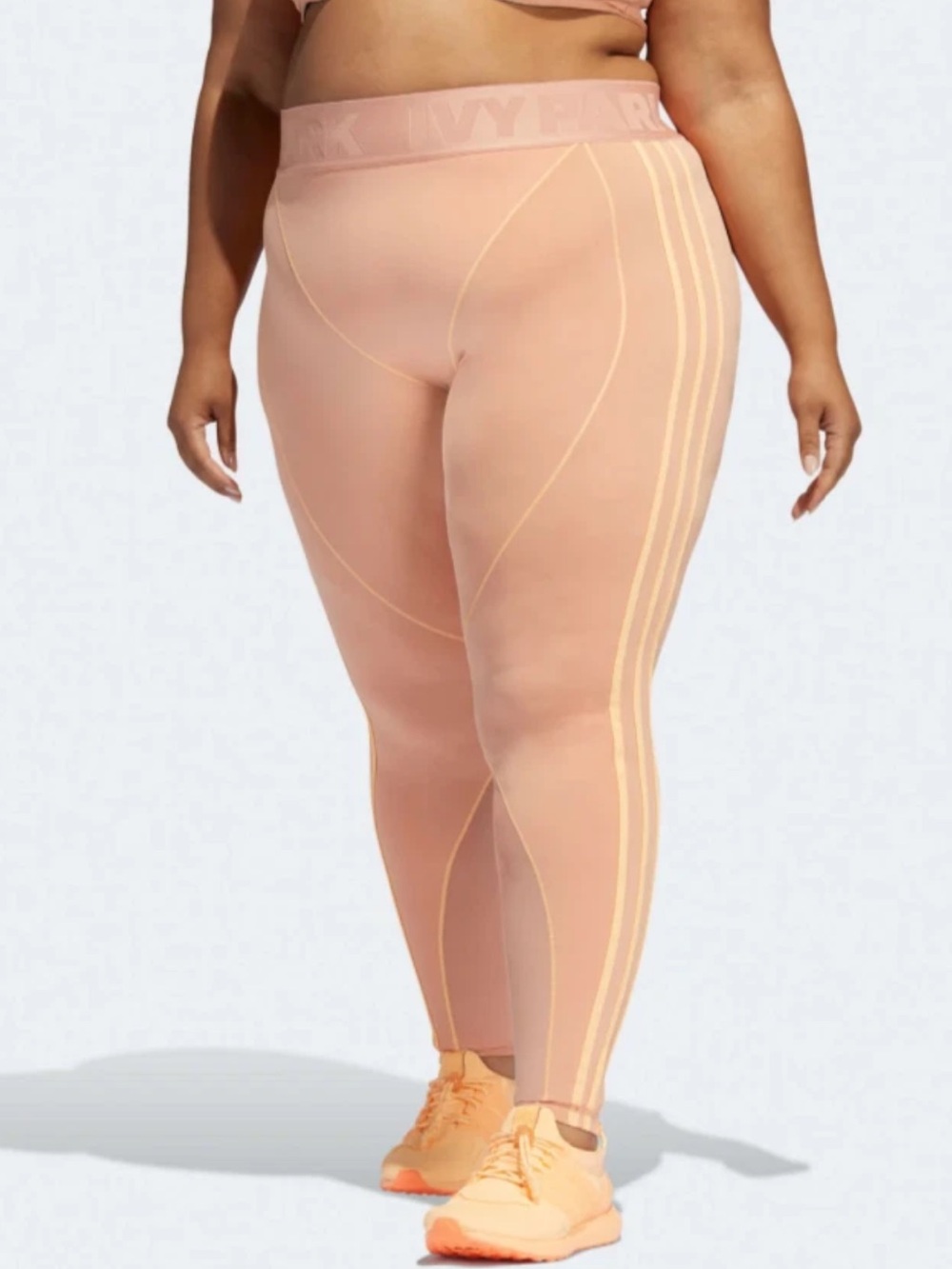 Adidas Ivy Park Sz 3X 3 Stripe Workout Gym Running Pull On Leggings Orange